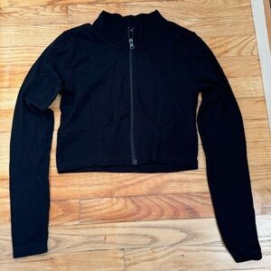 Forever 21 Black Zip Up Crop Top Athletic Jacket